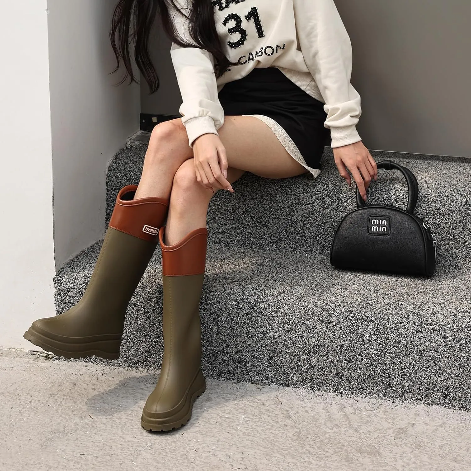 Rain Boots for Women, Anti-Slip Rubber Boots Waterproof Garden Boots Durable Slip Resistant Muck Boots,Tall Water Women Boots Comfort Fishing Boots Knee High Work Boots for Outdoor