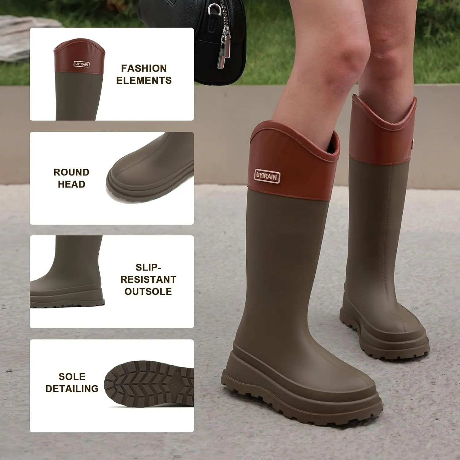 Rain Boots for Women, Anti-Slip Rubber Boots Waterproof Garden Boots Durable Slip Resistant Muck Boots,Tall Water Women Boots Comfort Fishing Boots Knee High Work Boots for Outdoor