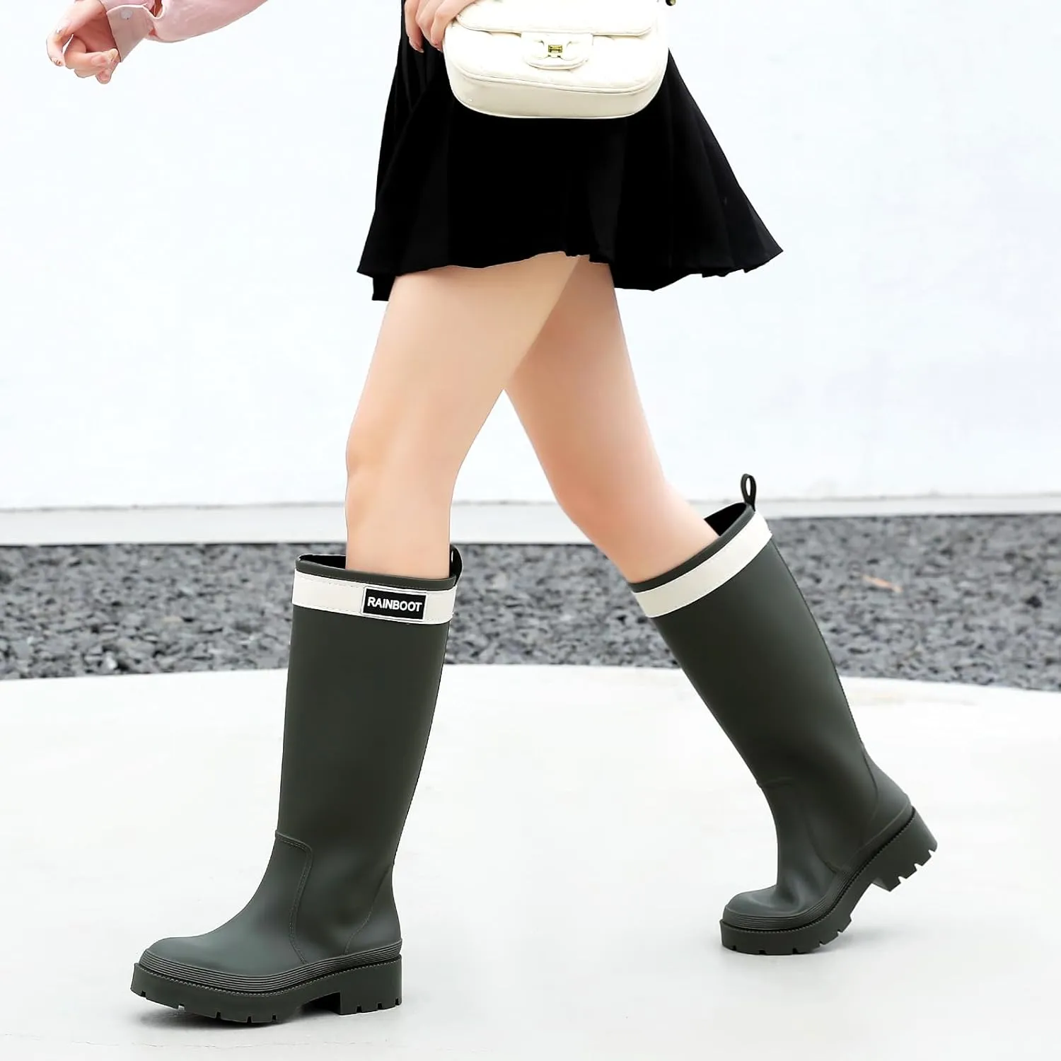 Rain Boots for Women, Waterproof Rubber Garden Boots Durable Slip Resistant Muck Boots,Tall Water Fishing Shoes Comfort Knee High Work for Outdoor