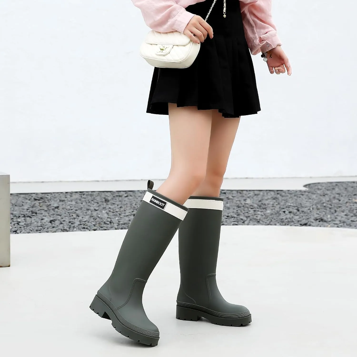 Rain Boots for Women, Waterproof Rubber Garden Boots Durable Slip Resistant Muck Boots,Tall Water Fishing Shoes Comfort Knee High Work for Outdoor