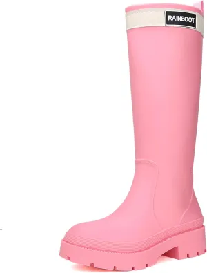 Rain Boots for Women, Waterproof Rubber Garden Boots Durable Slip Resistant Muck Boots,Tall Water Fishing Shoes Comfort Knee High Work for Outdoor
