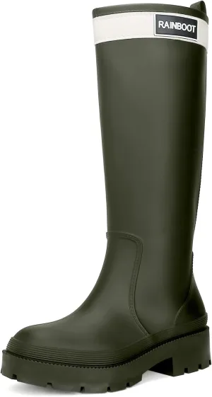Rain Boots for Women, Waterproof Rubber Garden Boots Durable Slip Resistant Muck Boots,Tall Water Fishing Shoes Comfort Knee High Work for Outdoor