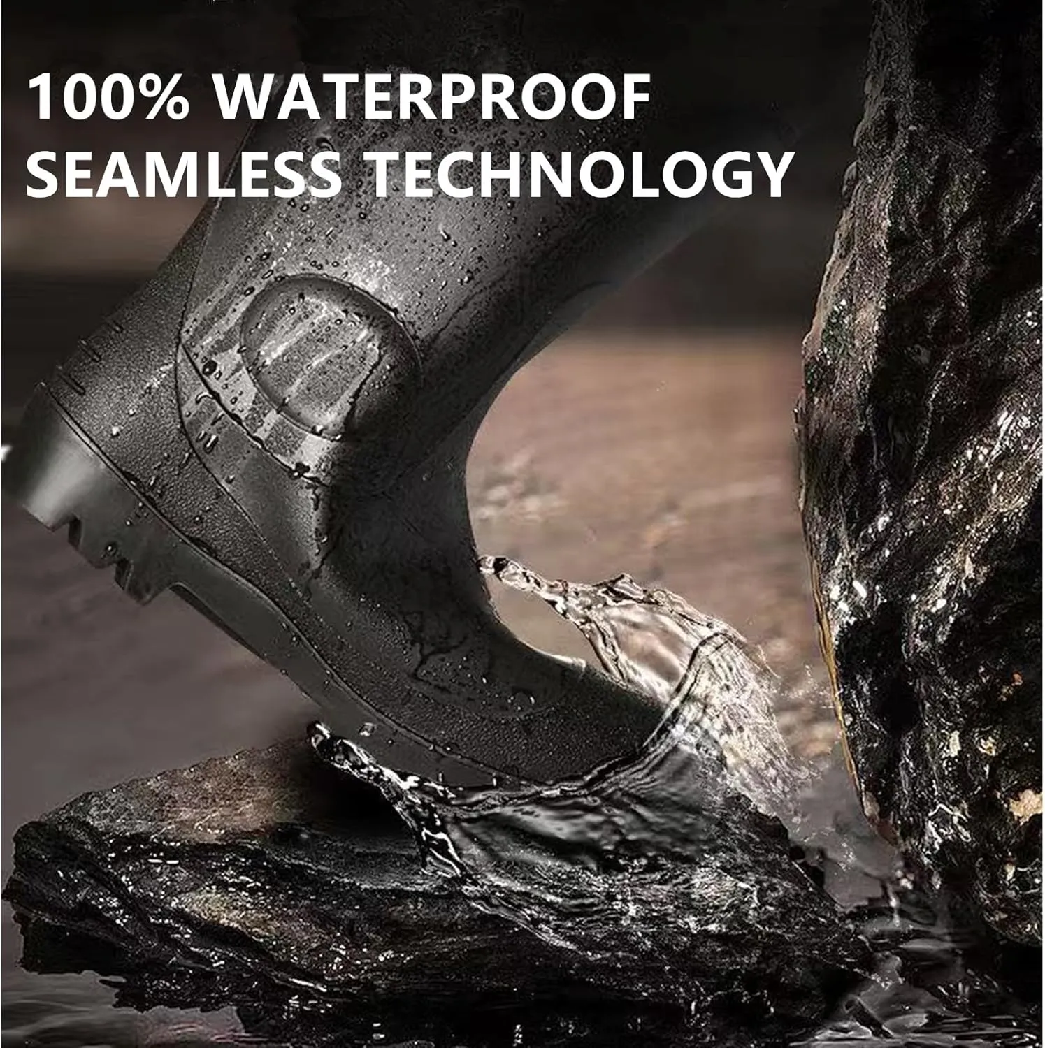 Rain Boots Knee High for Men Waterproof Boot with PVC Rubber Mud Boots Mens, Comfort Lightweight Gardening Fishing Shoes for Yard Farm Outdoor Work
