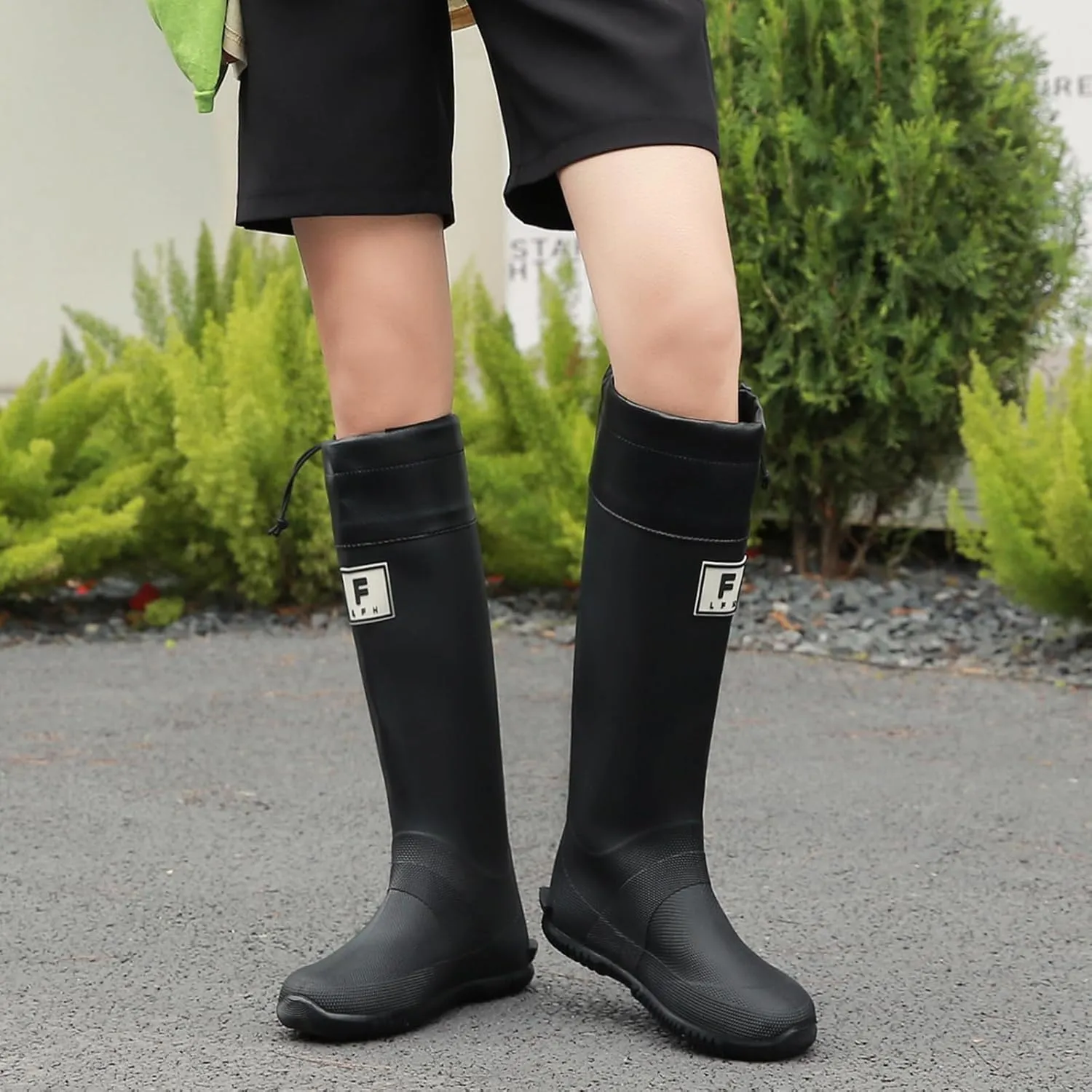 Rain Boots - Men's Waterproof Rubber Rain Boots, Lightweight, Foldable & Durable for Work, Garden & Outdoor Activities