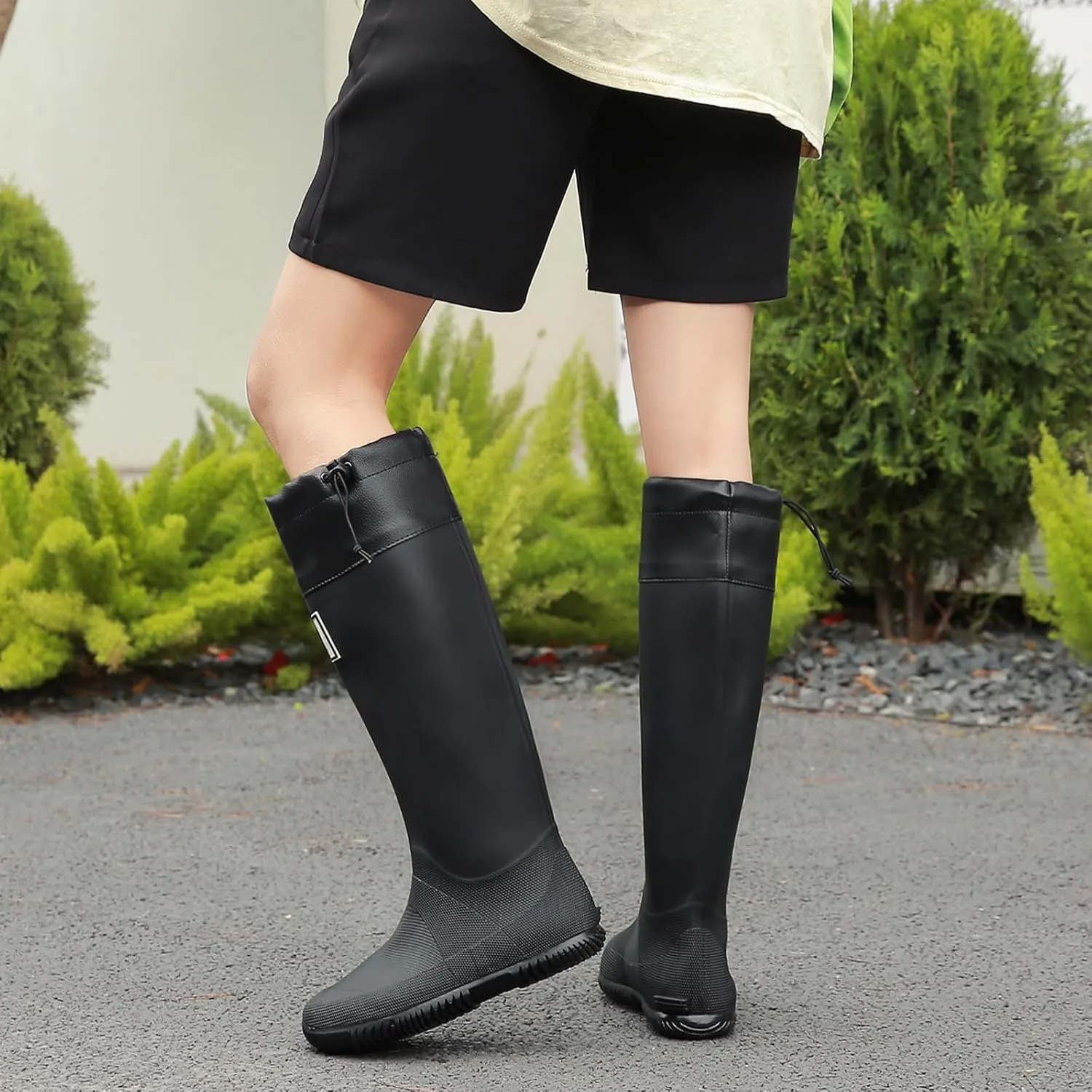 Rain Boots - Men's Waterproof Rubber Rain Boots, Lightweight, Foldable & Durable for Work, Garden & Outdoor Activities