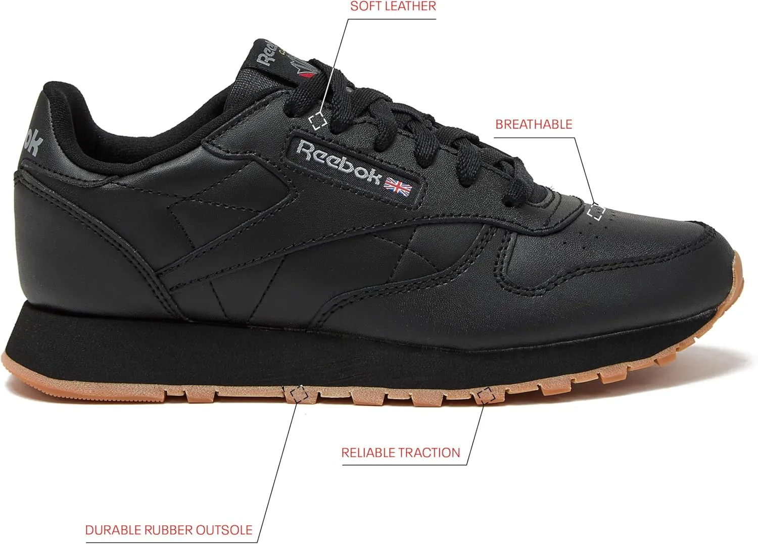 Reebok Unisex-Child Classic Leather Girls & Boys Shoes, Toddler, Little Big Kid Sneakers