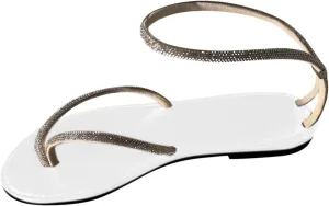 Rhinestone Dressy Sandals for Women Classic T-Strap Thong Beach Flats Slip On Boho Sandal Footwear with Sling-back