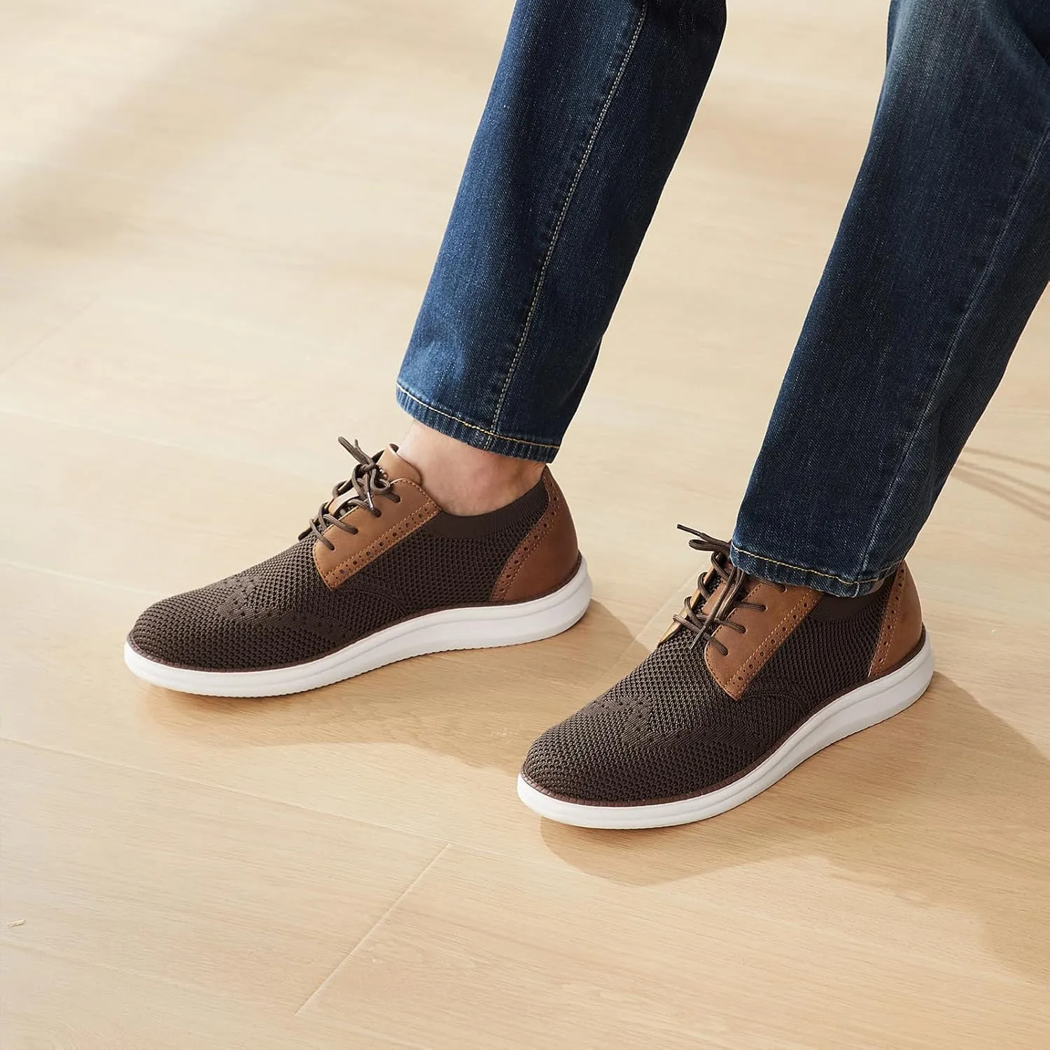 Rihero Men's Fashion Dress Sneakers Business Oxfords Comfortable Casual Walking Shoes Lightweight Mesh Breathable Tennis Shoes