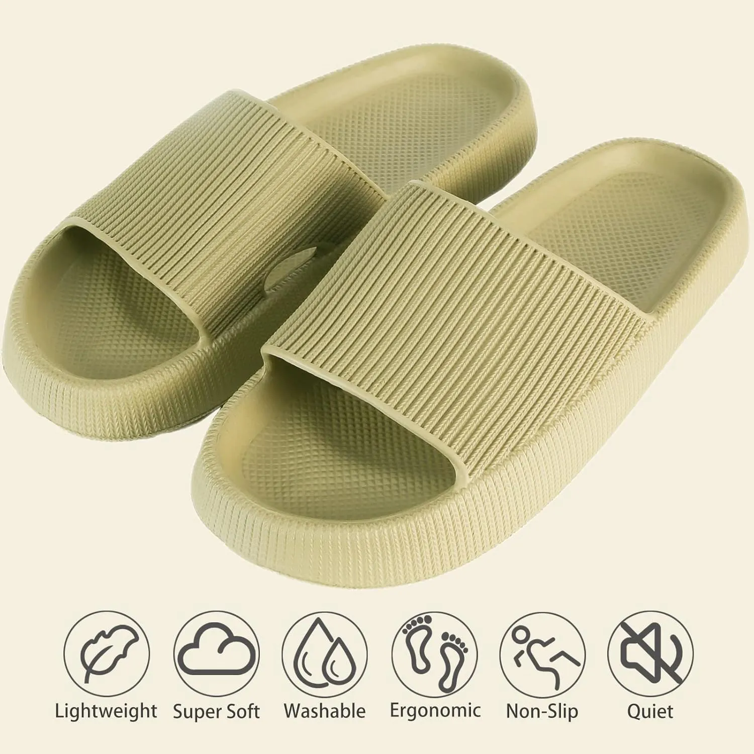 rosyclo Cloud Slippers for Women and Men, Pillow House Slippers Shower Shoes Indoor Slides Bathroom Sandals, Ultimate Comfort, Lightweight, Thick Sole, Non-Slip, Easy to Clean