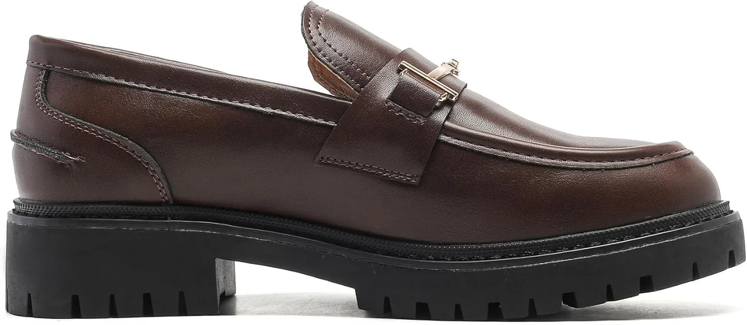 Round Toe Chunky Loafers Women Platform Loafers for Women