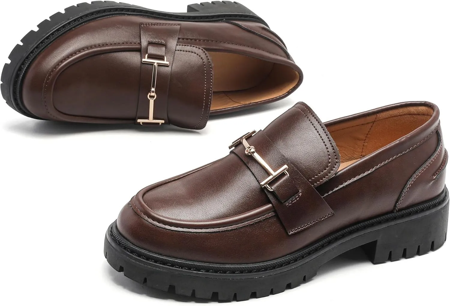 Round Toe Chunky Loafers Women Platform Loafers for Women