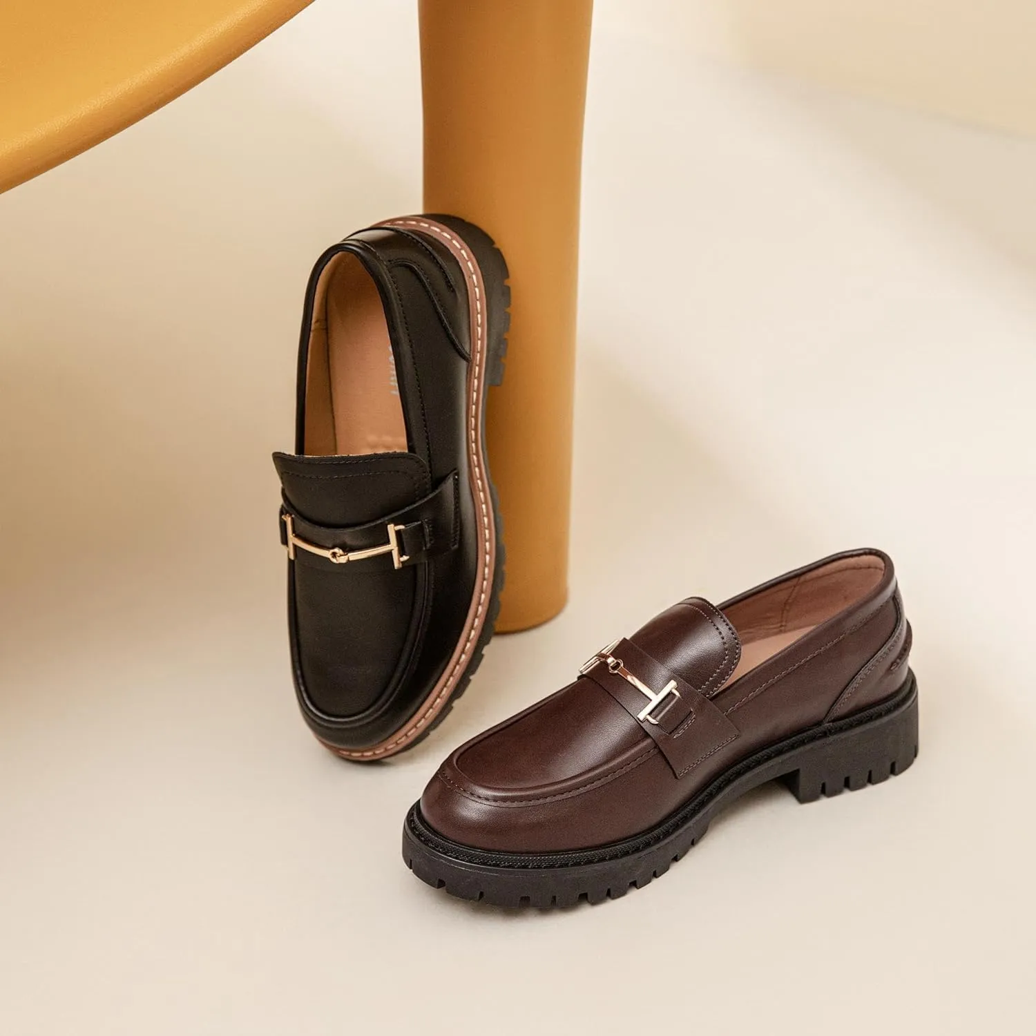 Round Toe Chunky Loafers Women Platform Loafers for Women