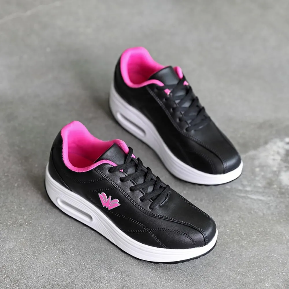 RUIDENG Platform Sneakers for Women Air Cushion | Walking Shoes Women Comfortable All Day | Thick Rocker Bottom