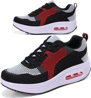 RUIDENG Platform Sneakers for Women Air Cushion | Walking Shoes Women Comfortable All Day | Thick Rocker Bottom