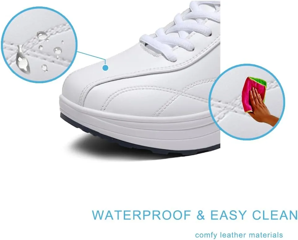 RUIDENG Platform Sneakers for Women Air Cushion | Walking Shoes Women Comfortable All Day | Thick Rocker Bottom