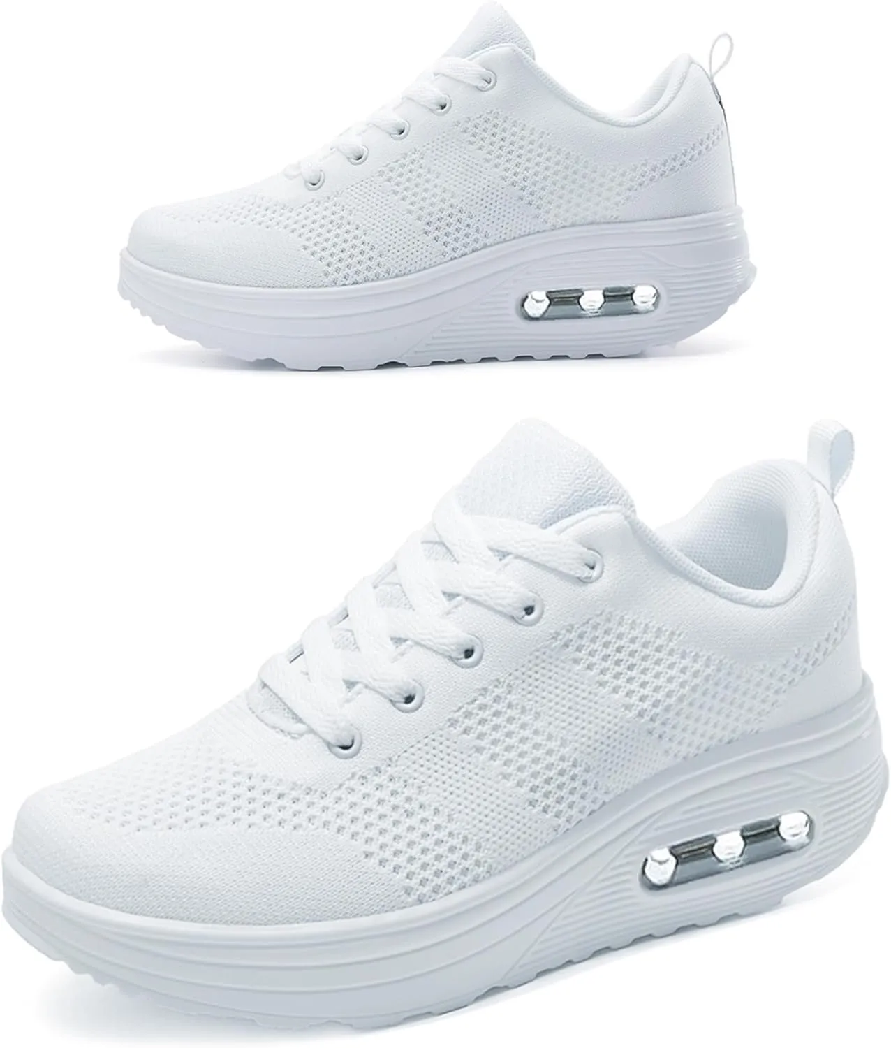 RUIDENG Platform Sneakers for Women Air Cushion | Walking Shoes Women Comfortable All Day | Thick Rocker Bottom