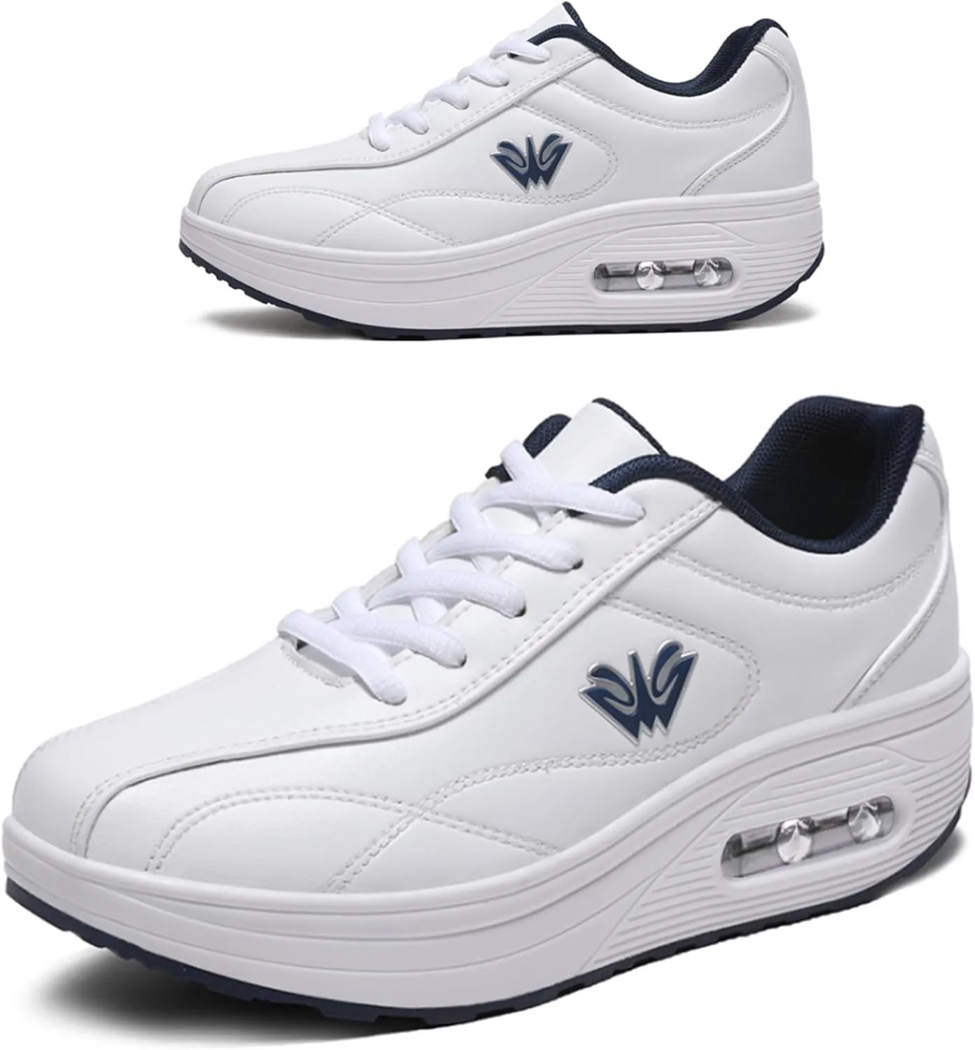 RUIDENG Platform Sneakers for Women Air Cushion | Walking Shoes Women Comfortable All Day | Thick Rocker Bottom