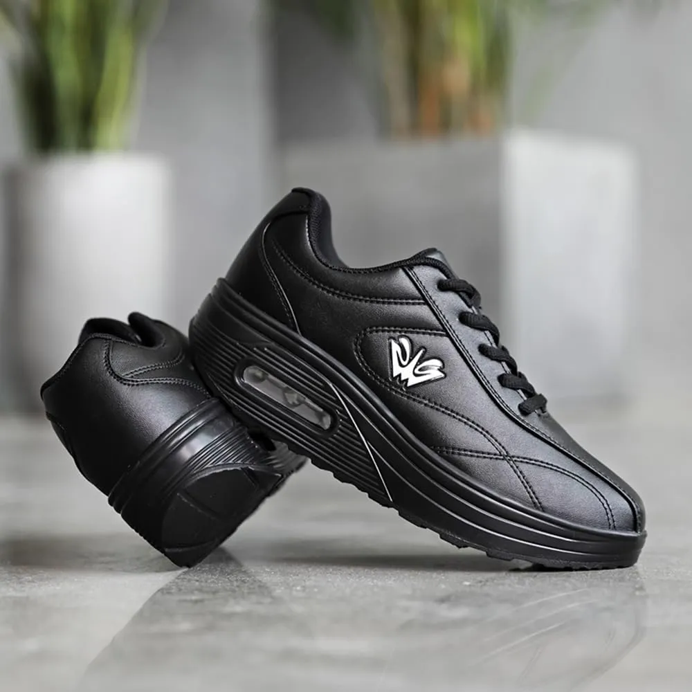 RUIDENG Platform Sneakers for Women Air Cushion | Walking Shoes Women Comfortable All Day | Thick Rocker Bottom