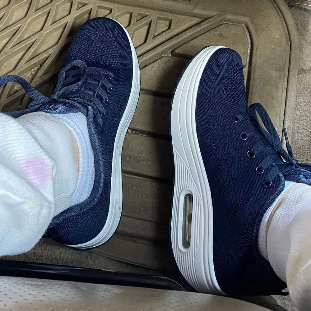 RUIDENG Platform Sneakers for Women Air Cushion | Walking Shoes Women Comfortable All Day | Thick Rocker Bottom