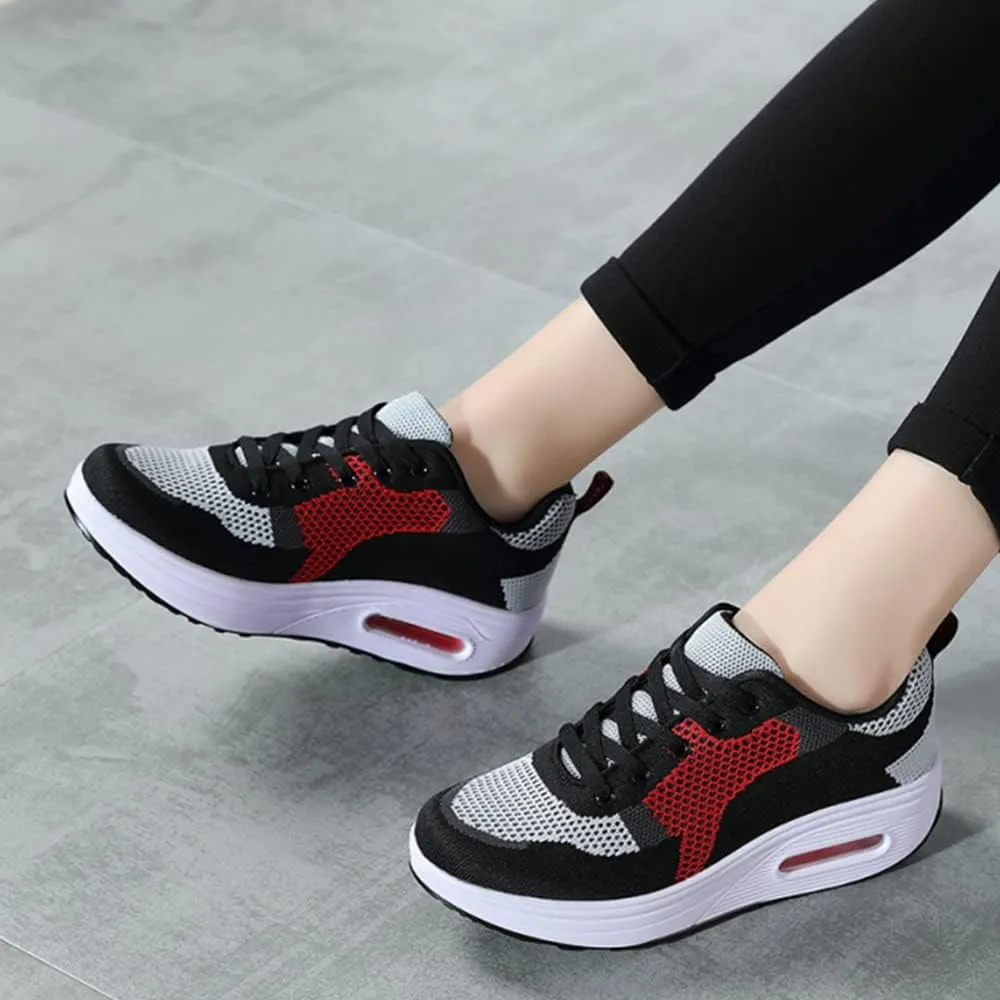 RUIDENG Platform Sneakers for Women Air Cushion | Walking Shoes Women Comfortable All Day | Thick Rocker Bottom