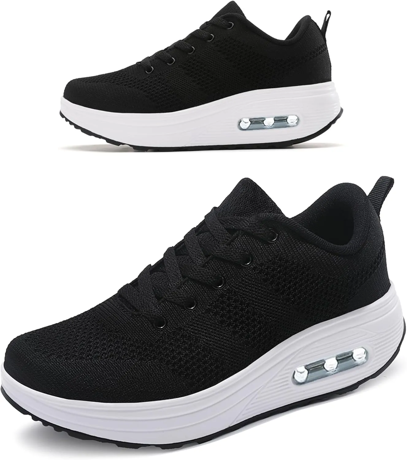 RUIDENG Platform Sneakers for Women Air Cushion | Walking Shoes Women Comfortable All Day | Thick Rocker Bottom