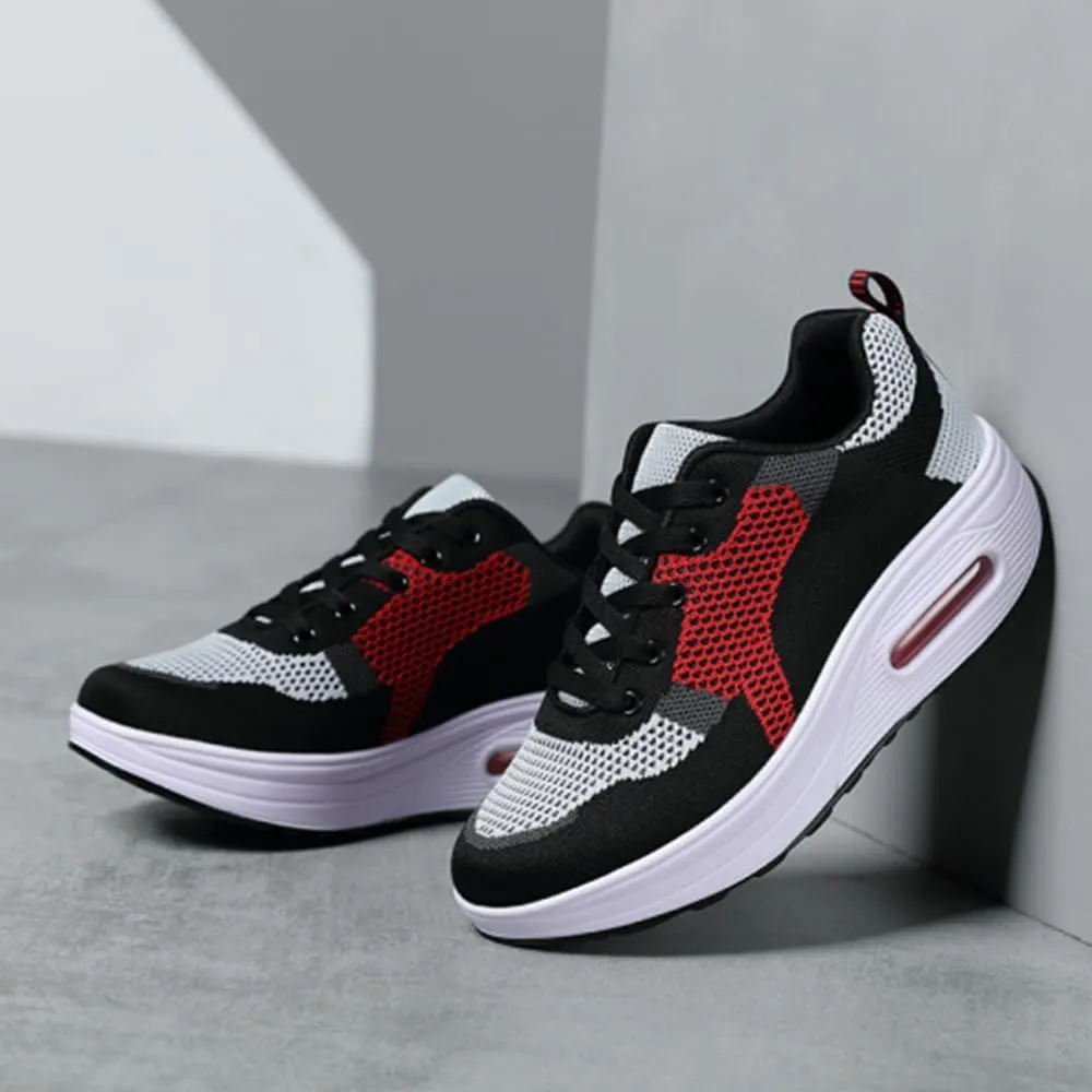 RUIDENG Platform Sneakers for Women Air Cushion | Walking Shoes Women Comfortable All Day | Thick Rocker Bottom