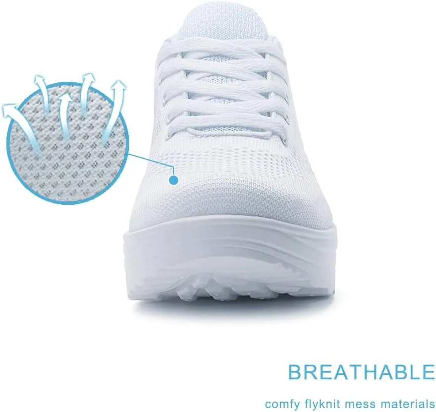 RUIDENG Platform Sneakers for Women Air Cushion | Walking Shoes Women Comfortable All Day | Thick Rocker Bottom
