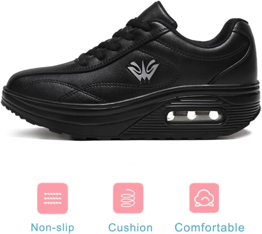 RUIDENG Platform Sneakers for Women Air Cushion | Walking Shoes Women Comfortable All Day | Thick Rocker Bottom
