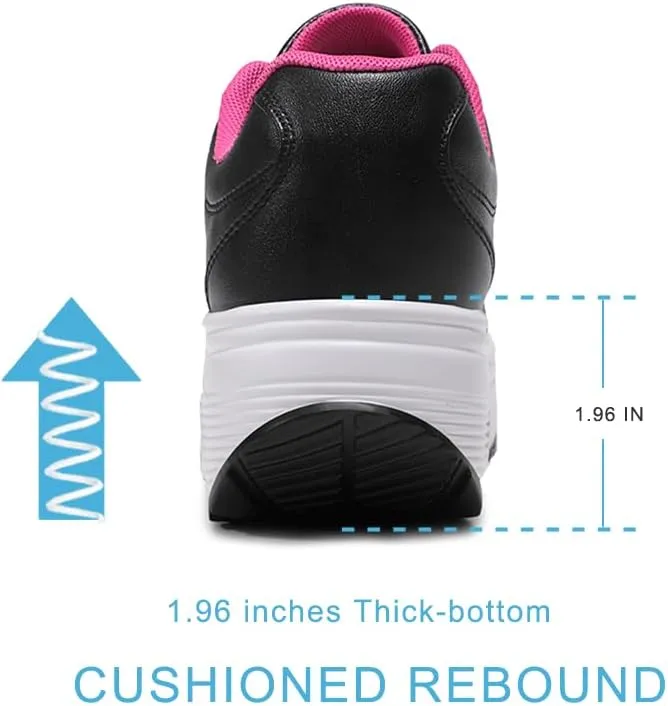RUIDENG Platform Sneakers for Women Air Cushion | Walking Shoes Women Comfortable All Day | Thick Rocker Bottom