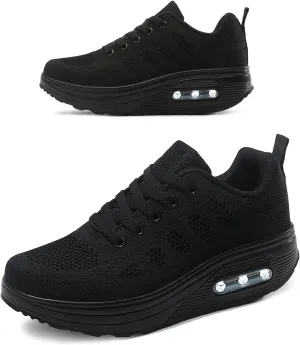 RUIDENG Platform Sneakers for Women Air Cushion | Walking Shoes Women Comfortable All Day | Thick Rocker Bottom