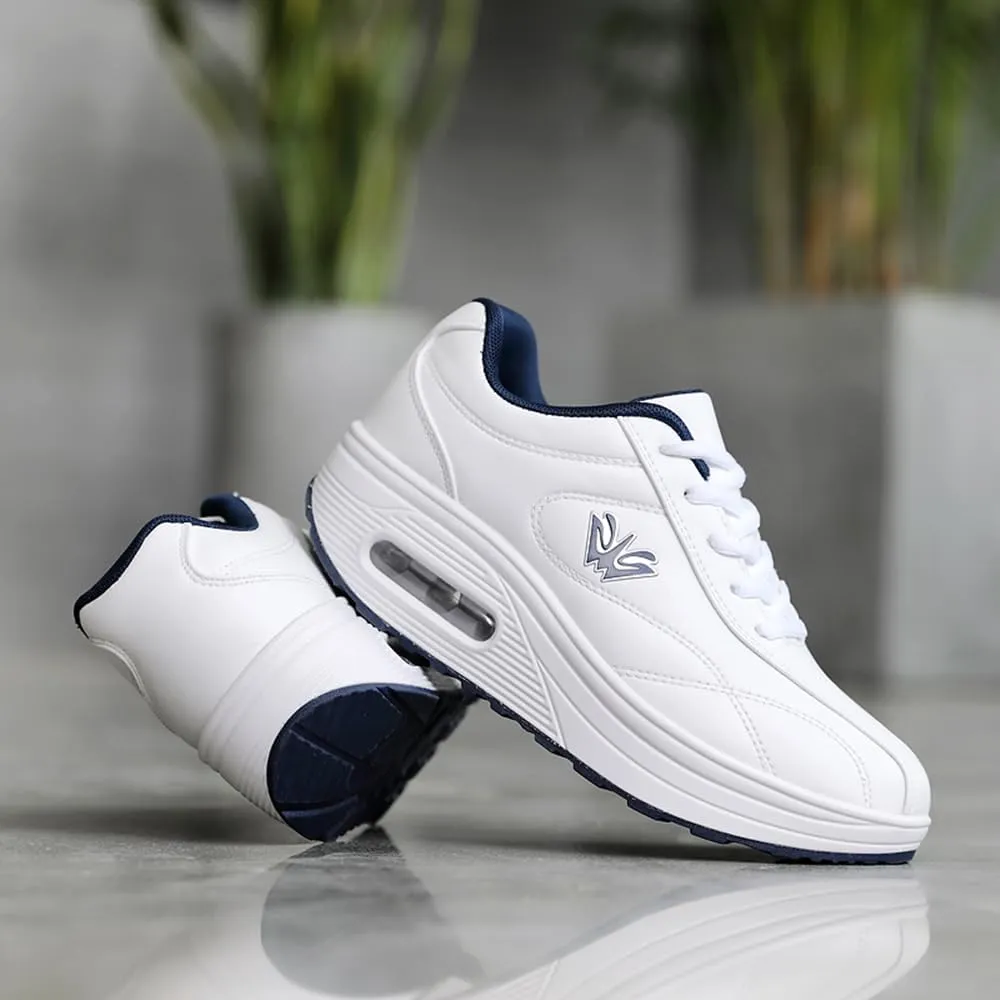 RUIDENG Platform Sneakers for Women Air Cushion | Walking Shoes Women Comfortable All Day | Thick Rocker Bottom