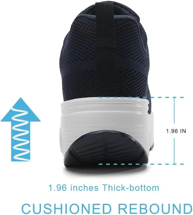 RUIDENG Platform Sneakers for Women Air Cushion | Walking Shoes Women Comfortable All Day | Thick Rocker Bottom