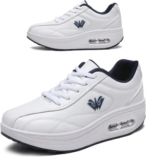 RUIDENG Platform Sneakers for Women Air Cushion | Walking Shoes Women Comfortable All Day | Thick Rocker Bottom