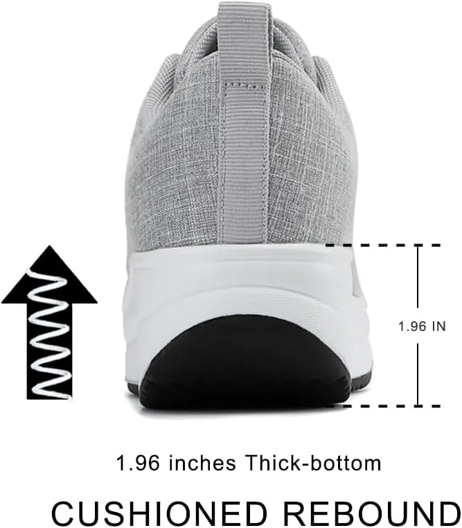RUIDENG Platform Sneakers for Women Walking All Day | Slip Resistant Work Shoes for Women Comfortable | 2 Inch Thick Wedge Rocker Bottom