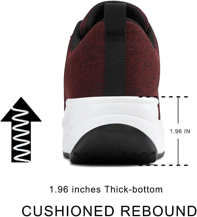 RUIDENG Platform Sneakers for Women Walking All Day | Slip Resistant Work Shoes for Women Comfortable | 2 Inch Thick Wedge Rocker Bottom