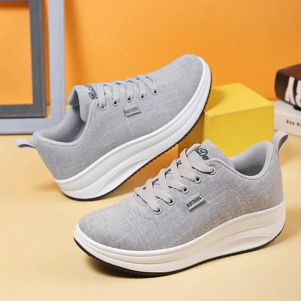 RUIDENG Platform Sneakers for Women Walking All Day | Slip Resistant Work Shoes for Women Comfortable | 2 Inch Thick Wedge Rocker Bottom