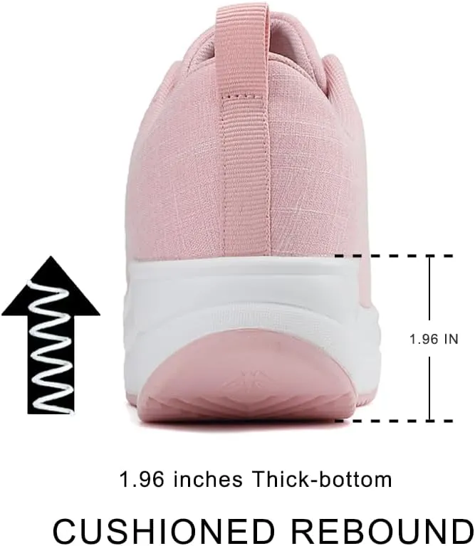 RUIDENG Platform Sneakers for Women Walking All Day | Slip Resistant Work Shoes for Women Comfortable | 2 Inch Thick Wedge Rocker Bottom