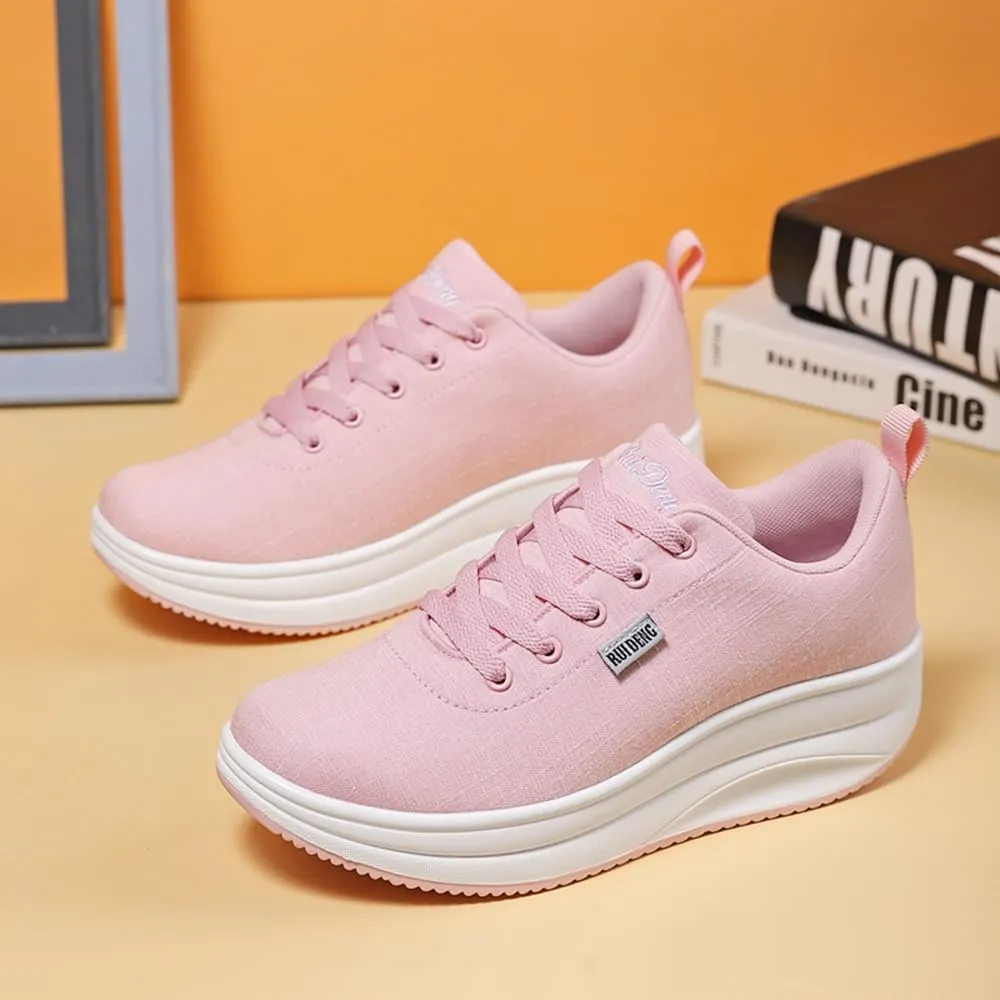 RUIDENG Platform Sneakers for Women Walking All Day | Slip Resistant Work Shoes for Women Comfortable | 2 Inch Thick Wedge Rocker Bottom