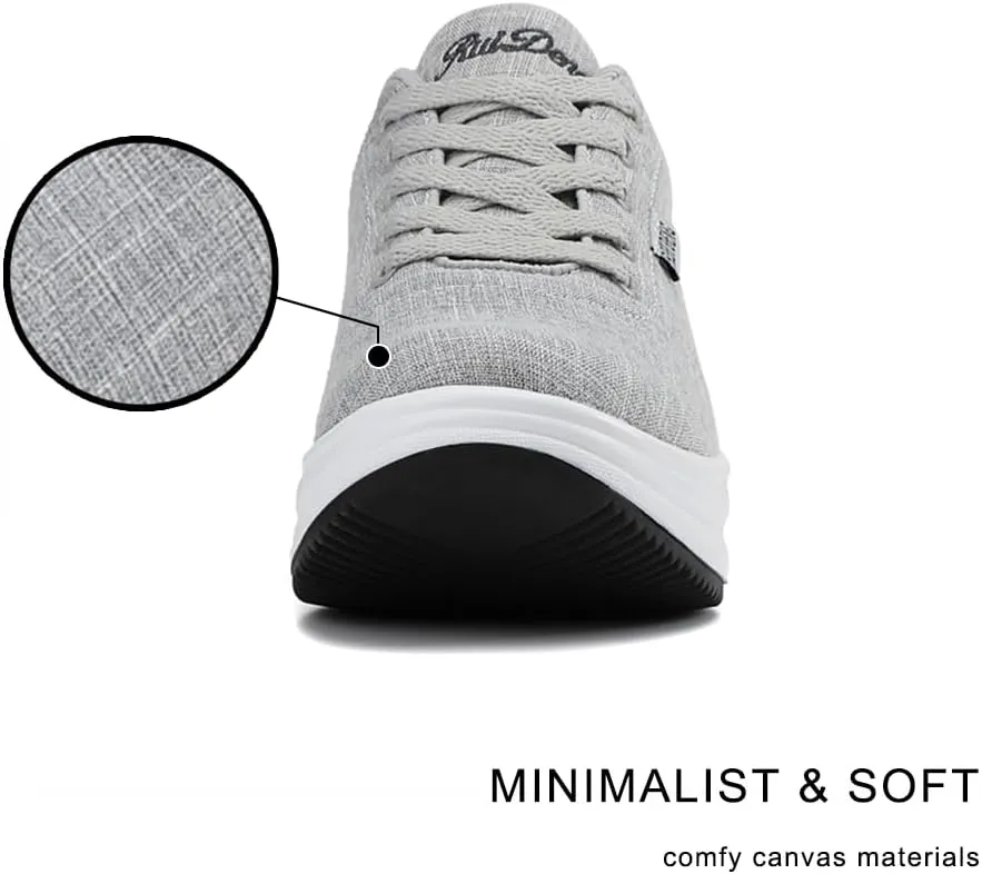 RUIDENG Platform Sneakers for Women Walking All Day | Slip Resistant Work Shoes for Women Comfortable | 2 Inch Thick Wedge Rocker Bottom
