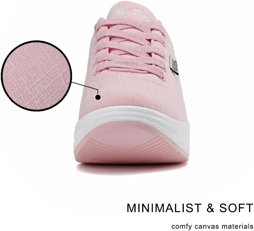 RUIDENG Platform Sneakers for Women Walking All Day | Slip Resistant Work Shoes for Women Comfortable | 2 Inch Thick Wedge Rocker Bottom