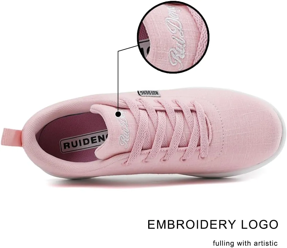 RUIDENG Platform Sneakers for Women Walking All Day | Slip Resistant Work Shoes for Women Comfortable | 2 Inch Thick Wedge Rocker Bottom