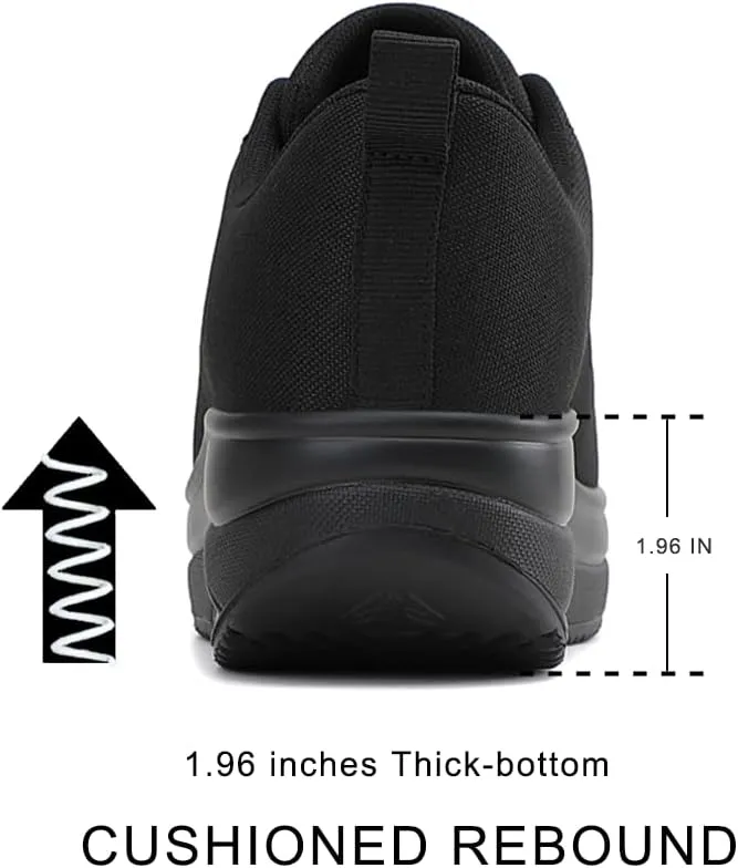 RUIDENG Platform Sneakers for Women Walking All Day | Slip Resistant Work Shoes for Women Comfortable | 2 Inch Thick Wedge Rocker Bottom