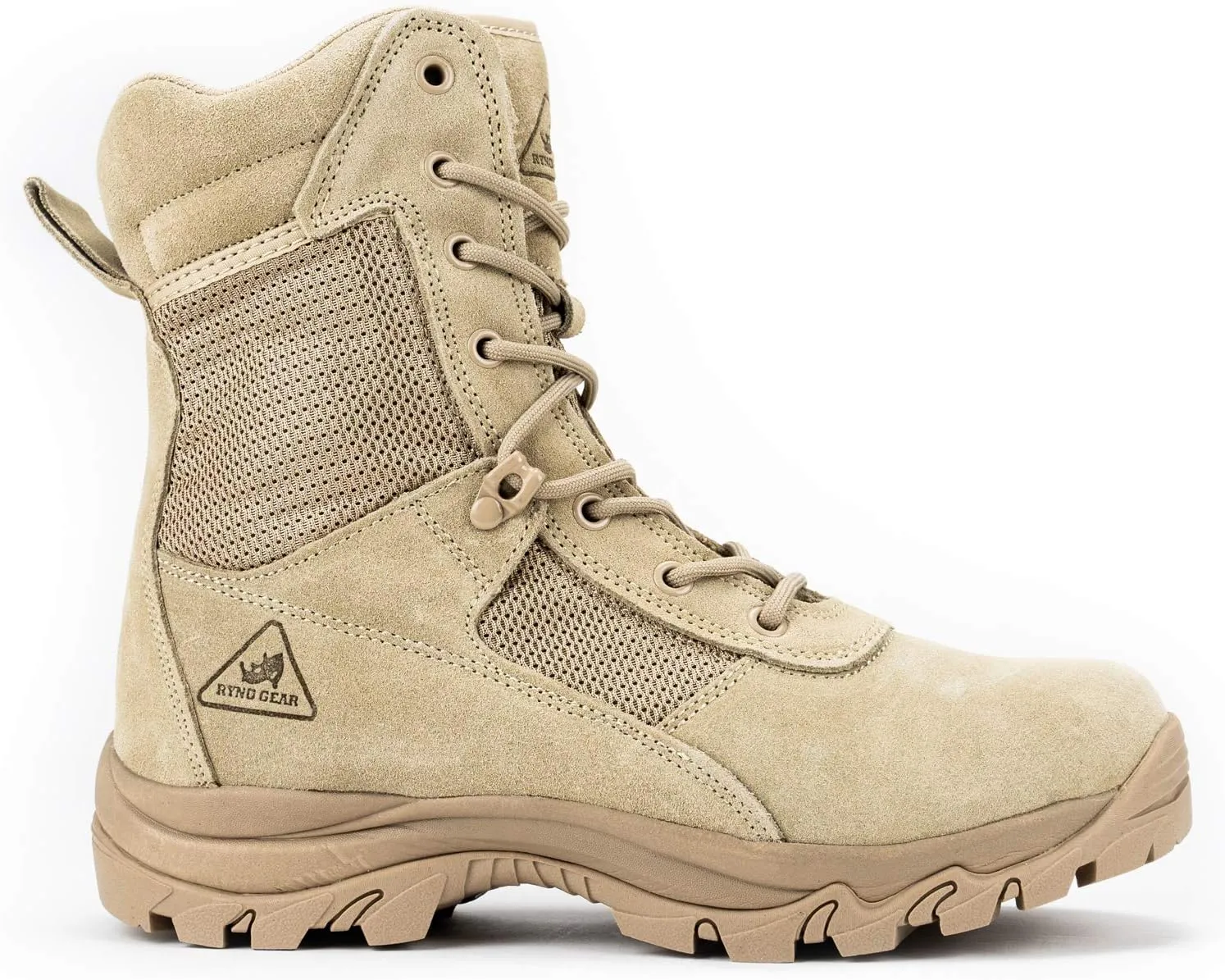 RYNO GEAR Men's Military & Tactical Boots, CoolMax Tactical Combat Military Durable Leather Work Utility Outdoor Hiking Assault Boots (Tan/Coyote/Black)