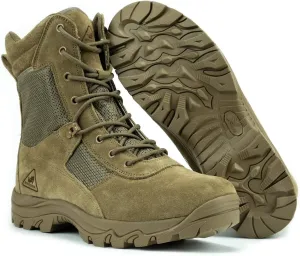 RYNO GEAR Men's Military & Tactical Boots, CoolMax Tactical Combat Military Durable Leather Work Utility Outdoor Hiking Assault Boots (Tan/Coyote/Black)