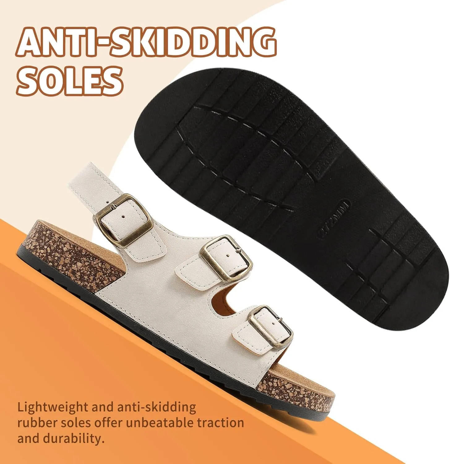 Sandals For Women With Soft Cork Footbed, Mens Slip On Clog Mules With Adjustable Double Buckle, Open Toe Flat Slide Shoes, Summer Outdoor Back Strap Slipper