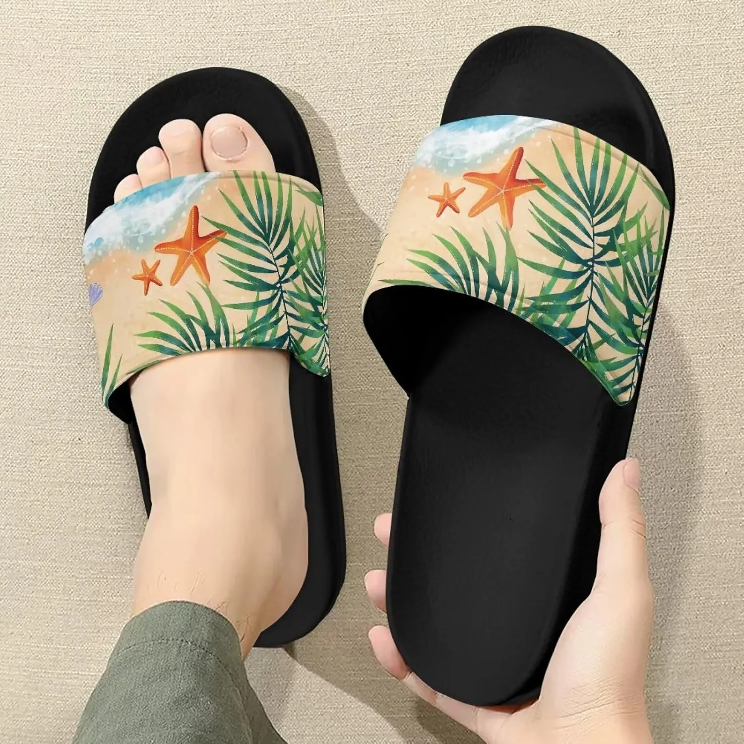 Sandals Slides for Women Non Slip Slippers Lightweight Casual Peep Toe Summer Shoes Beach Slides