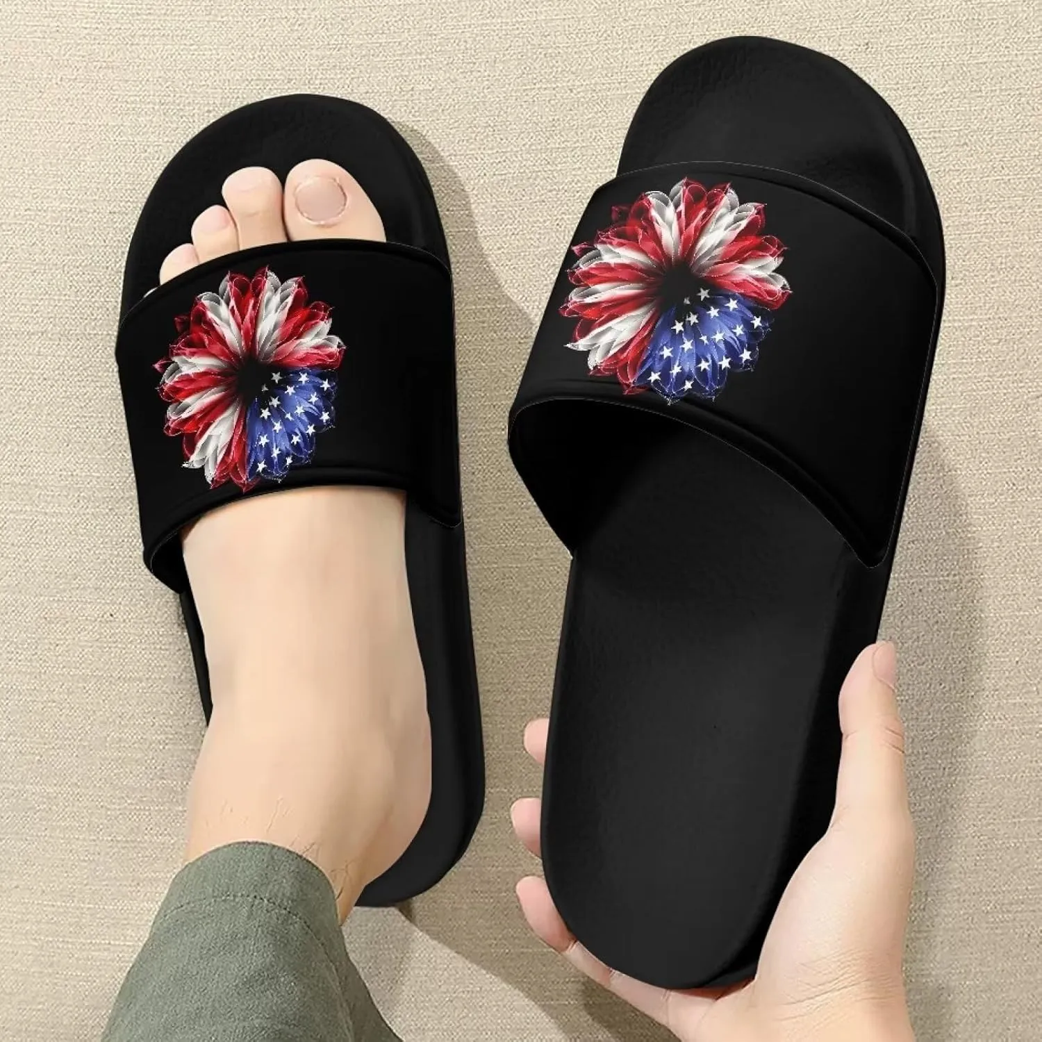 Sandals Slides for Women Non Slip Slippers Lightweight Casual Peep Toe Summer Shoes Beach Slides