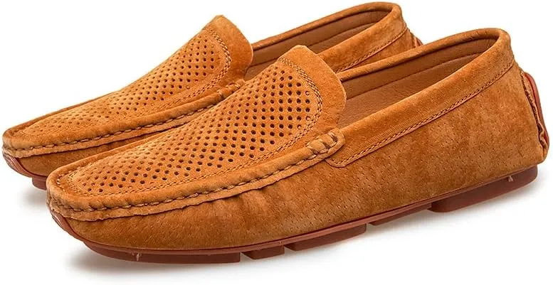 Santimon Mens Driving Penny Loafers Suede Moccasins Slip On Casual Dress Wide Boat Shoes