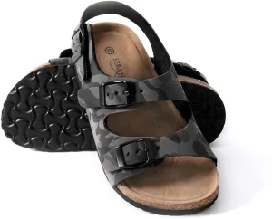 Seranoma JR Madagascar Slide Sandals for Kids - Comfortable Slip On Cork Footbed Sandals Adjustable Buckles - Boys Slip-Resistant Platform Summer Flat Sandals for Beach, Home, Indoor and Outdoor Use