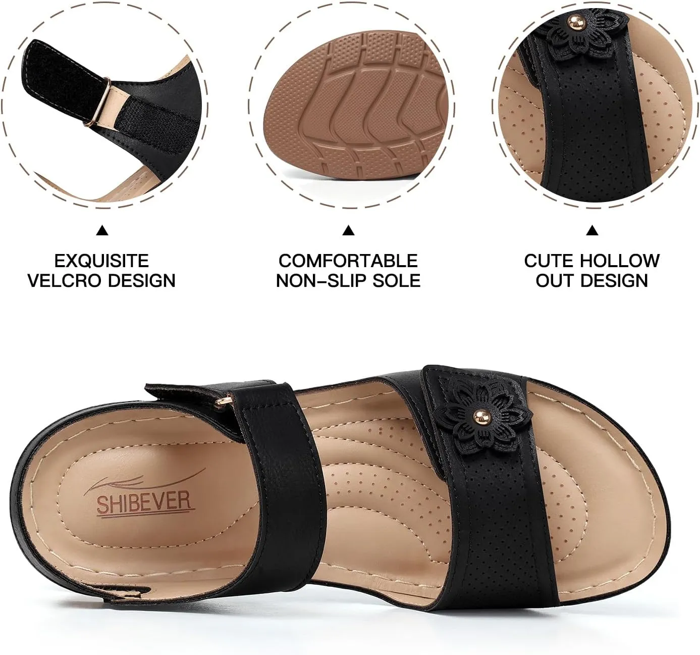SHIBEVER Women's Wedge Sandals Platform: Comfortable Dressy Arch Support - Summer Open Toe Women Sandals